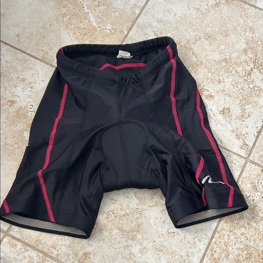 Women's Black and Pink Athletic Shorts